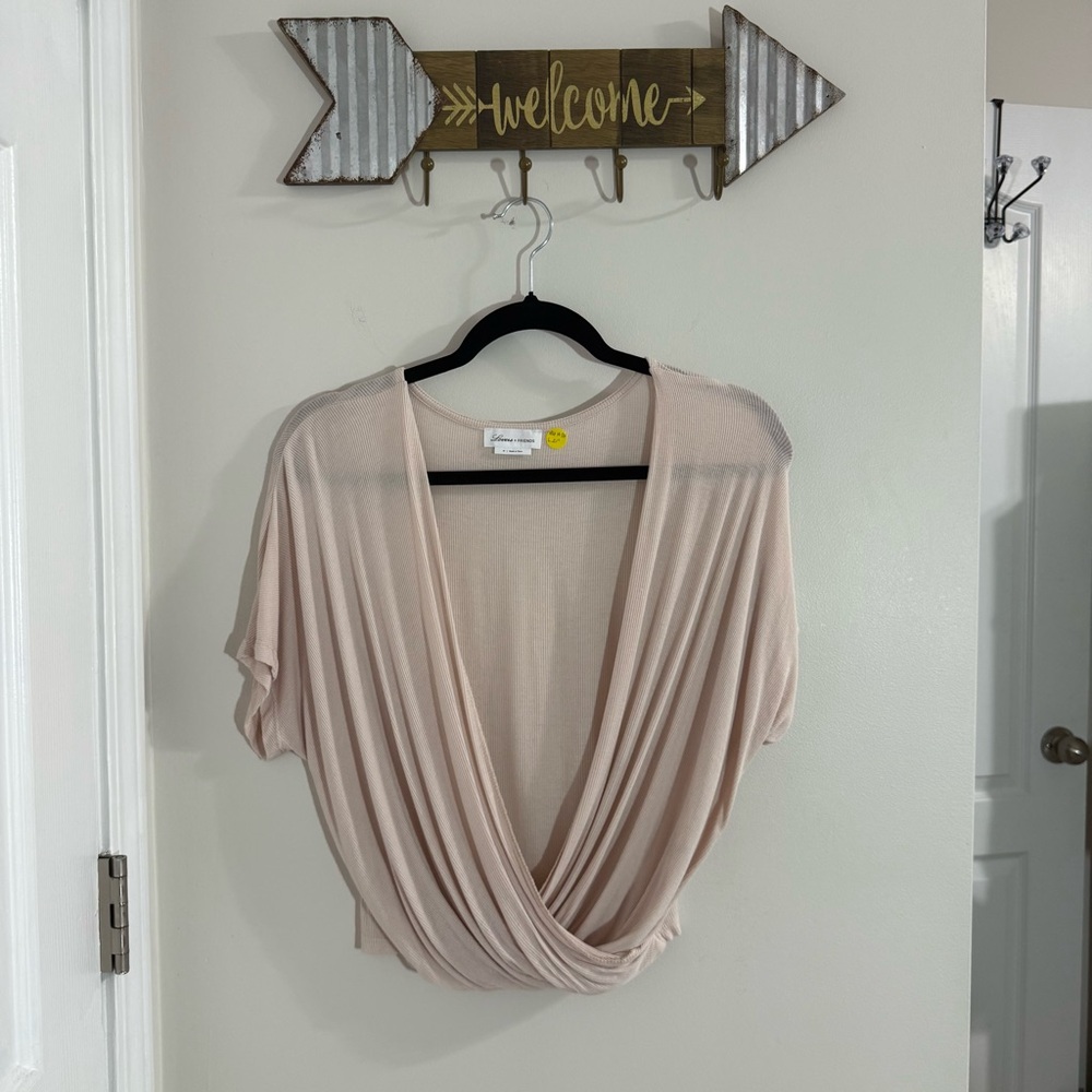 Lovers + Friends Soft Pink Drape Blouse Size Medium